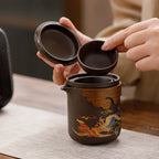 Unique tea set with thermoreactive colors and fine details