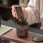 Unique tea set with thermoreactive colors and fine details