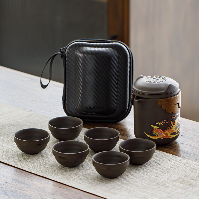 Unique tea set with thermoreactive colors and fine details