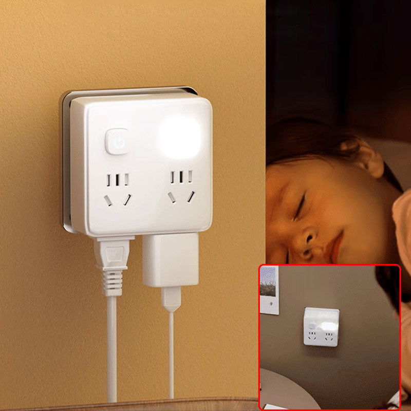 2-pack multifunctional socket converter with night light