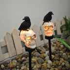Crow skull solar lamp for the garden