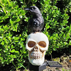 Crow skull solar lamp for the garden