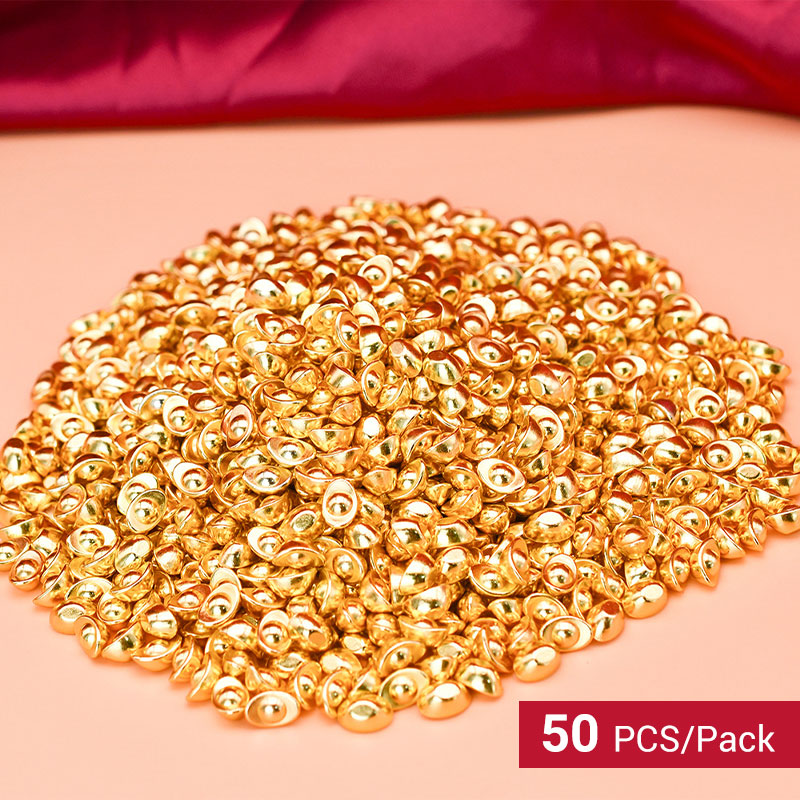 Small gold nugget-shaped ornaments