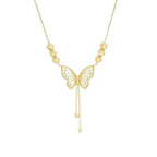 Necklace with gold-colored butterfly with tassels