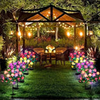 Solar lamp with simulated azalea flower and ground stake
