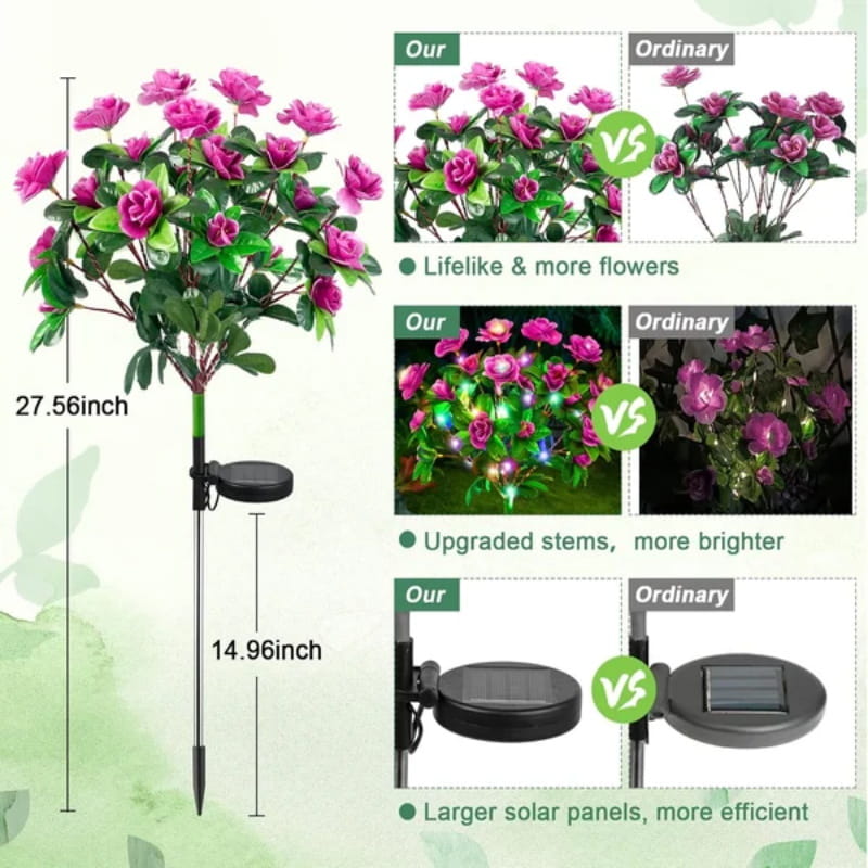 Solar lamp with simulated azalea flower and ground stake