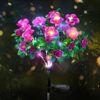 Solar lamp with simulated azalea flower and ground stake