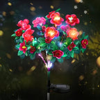 Solar lamp with simulated azalea flower and ground stake