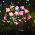 Solar lamp with simulated azalea flower and ground stake