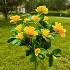 Solar lamp with simulated azalea flower and ground stake