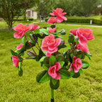 Solar lamp with simulated azalea flower and ground stake