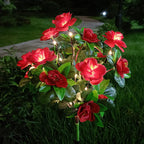 Solar lamp with simulated azalea flower and ground stake