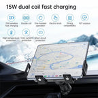 Wireless car charger with two coils for phone mounting
