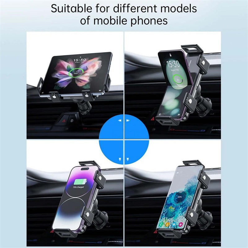 Wireless car charger with two coils for phone mounting
