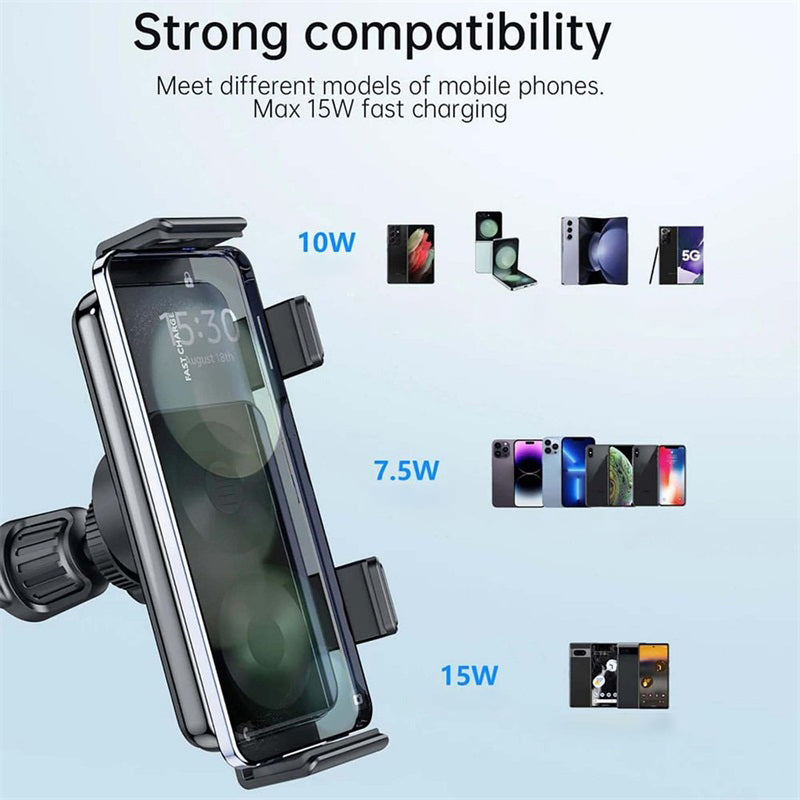 Wireless car charger with two coils for phone mounting
