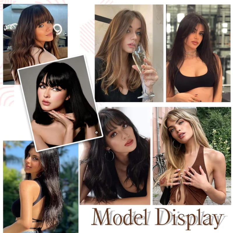 Natural Hairpiece with Bangs for Women