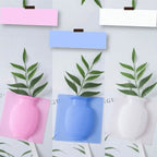 Removable, non-punched silicone vase decoration for wall mounting