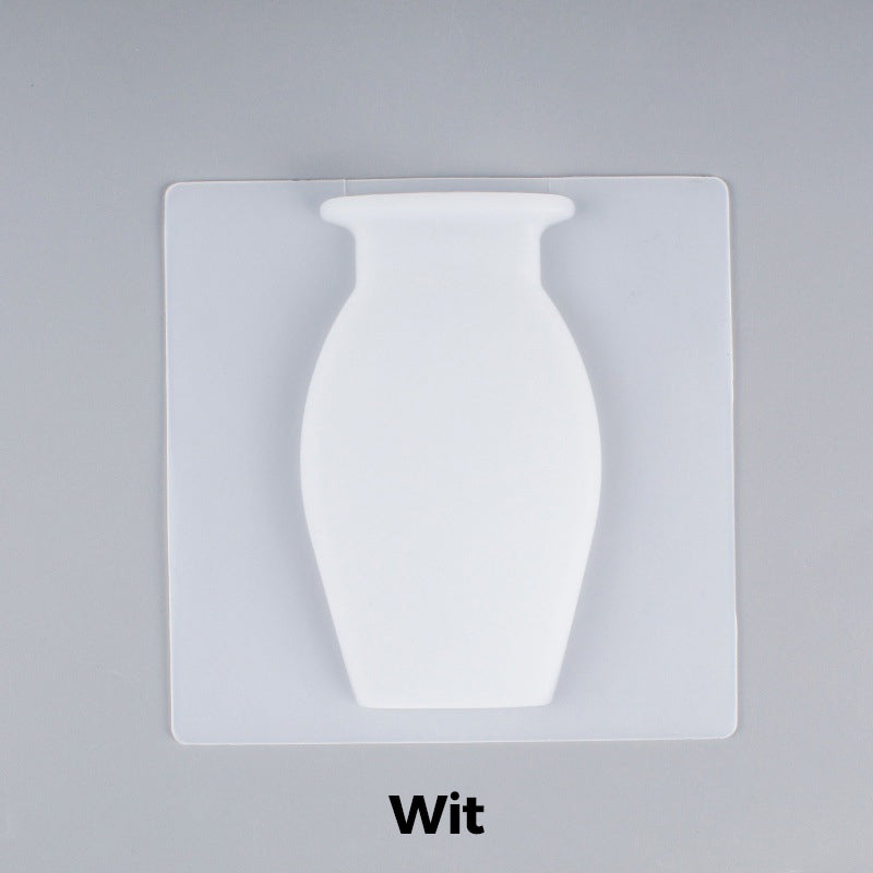 Removable, non-punched silicone vase decoration for wall mounting