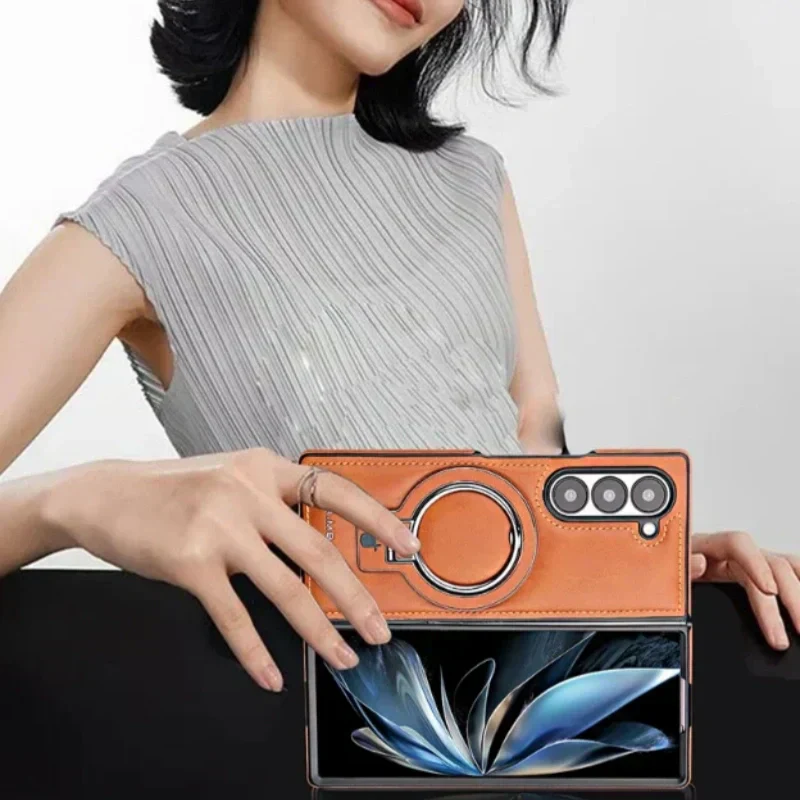 Premium PU leather magnetic case with stand for Samsung Fold 3/4/5/6