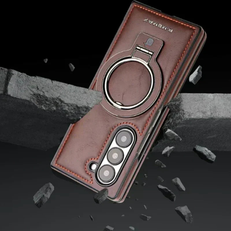 Premium PU leather magnetic case with stand for Samsung Fold 3/4/5/6