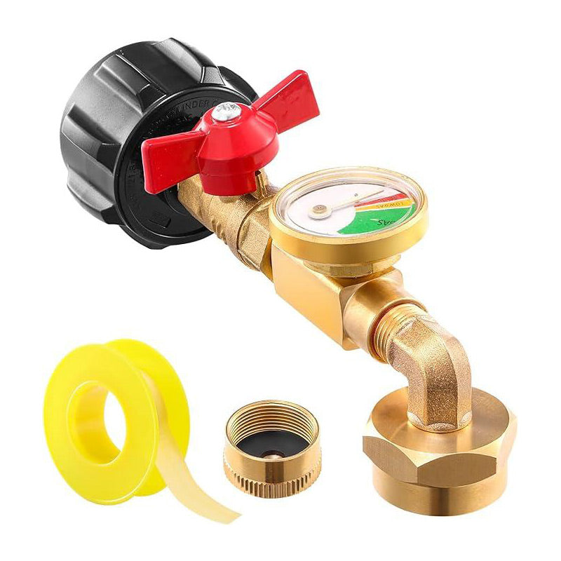Adapter for propane filling with angle and gauge