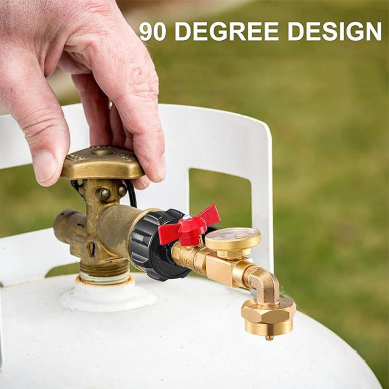 Adapter for propane filling with angle and gauge