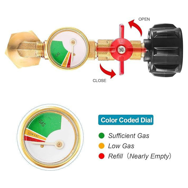 Adapter for propane filling with angle and gauge