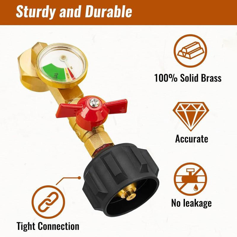 Adapter for propane filling with angle and gauge