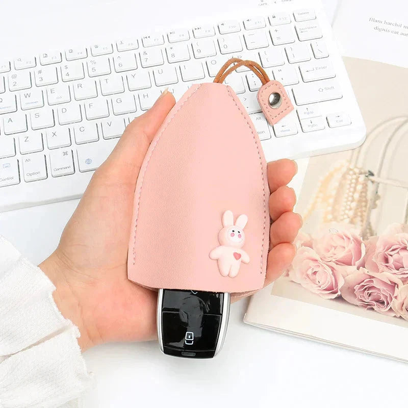 Creative retractable, cute car keychain case with large capacity