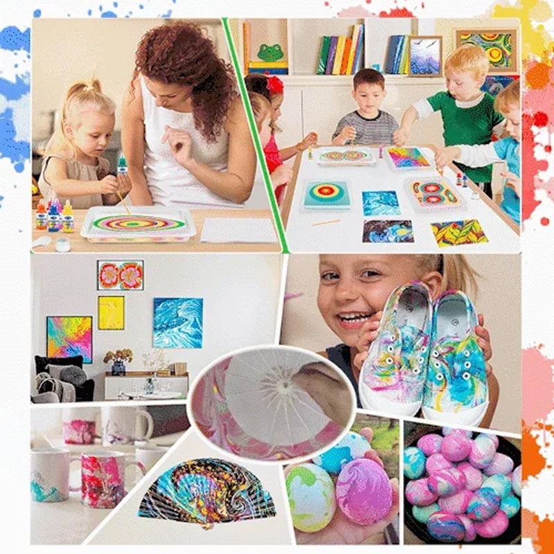Marbling of watercolor paint for art