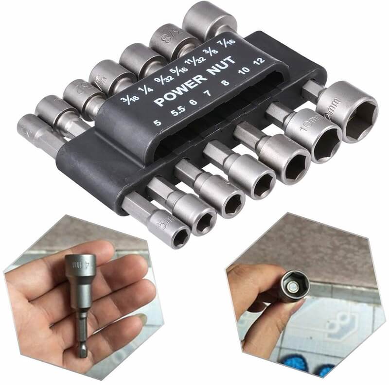 Power-driven socket wrench 14-piece set