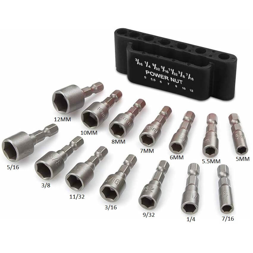 Power-driven socket wrench 14-piece set