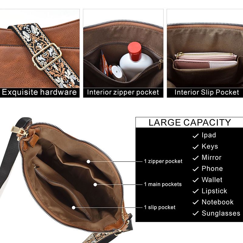 Versatile leather crossbody bag for women