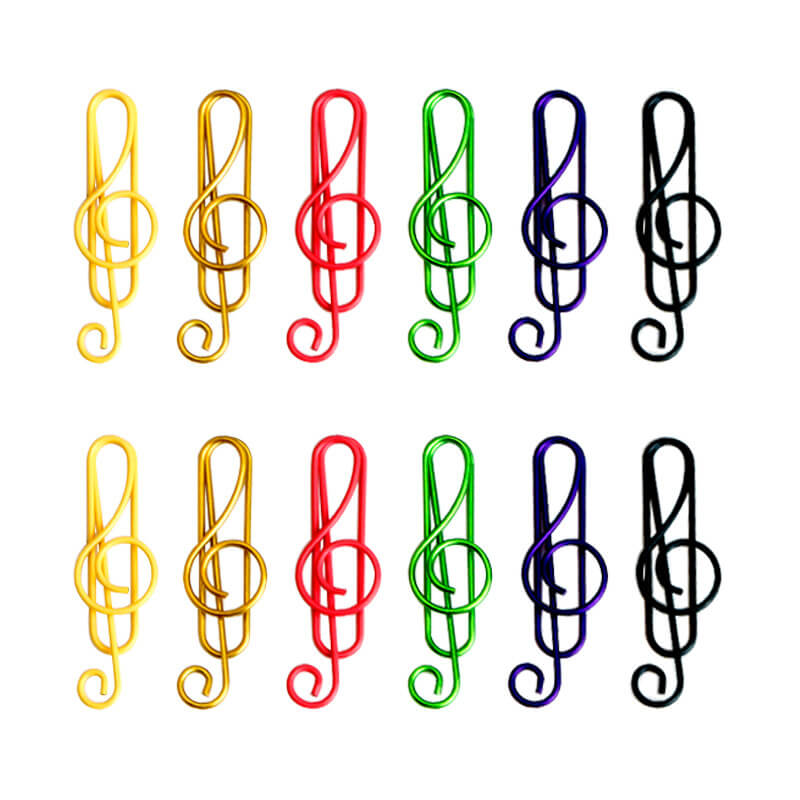 Multicolored musical clips in metal (100 pcs)