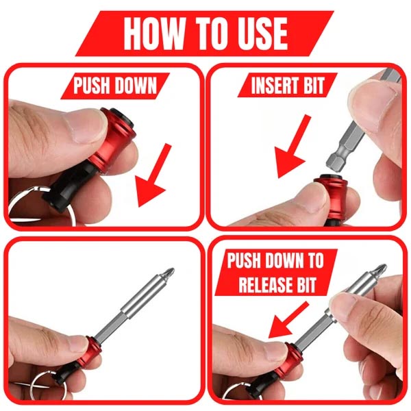 1/4" hex screwdriver bit holder key rings