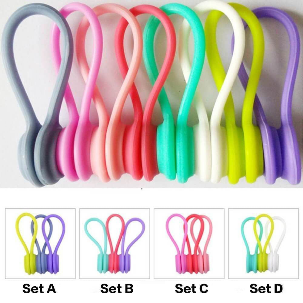 Magnetic cable ties with snap lock