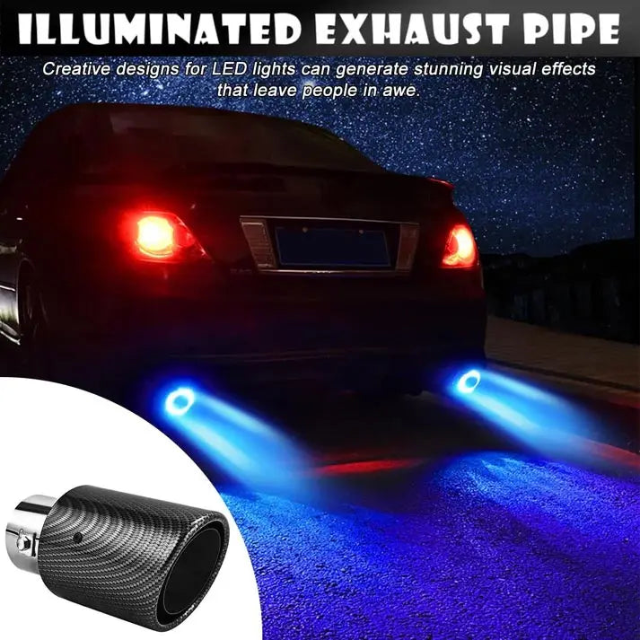 LED exhaust pipe tip – carbon fiber with heat resistant flame effect