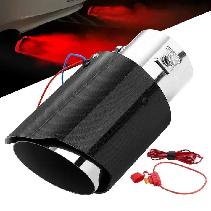LED exhaust pipe tip – carbon fiber with heat resistant flame effect