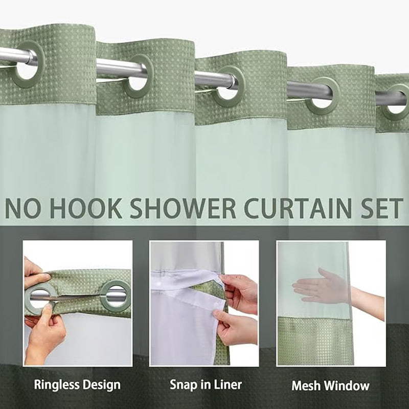 Shower curtain with waffle pattern