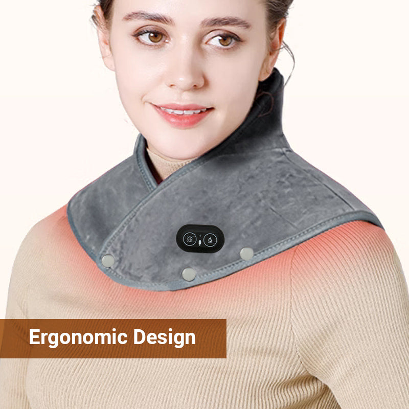 Electric neck and shoulder heating pad with vibration