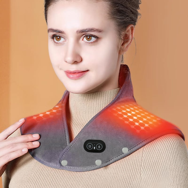 Electric neck and shoulder heating pad with vibration