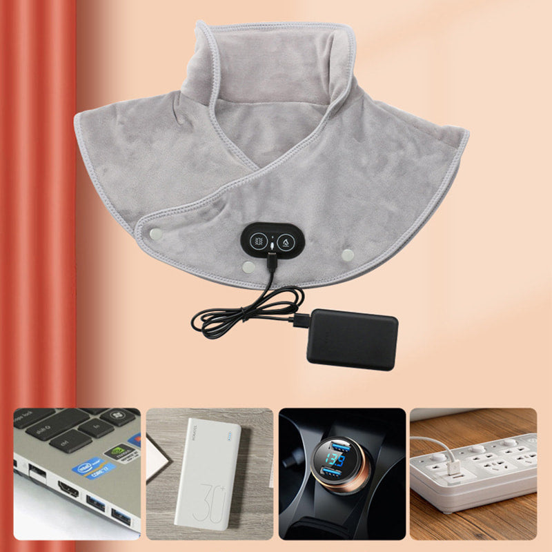 Electric neck and shoulder heating pad with vibration