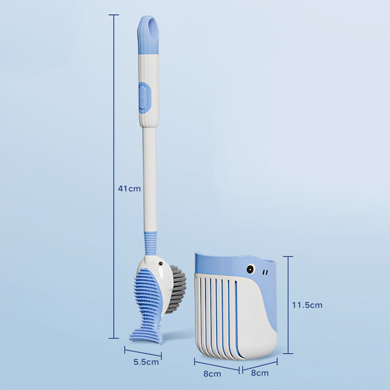 Wall-mounted suction cup toilet brush set