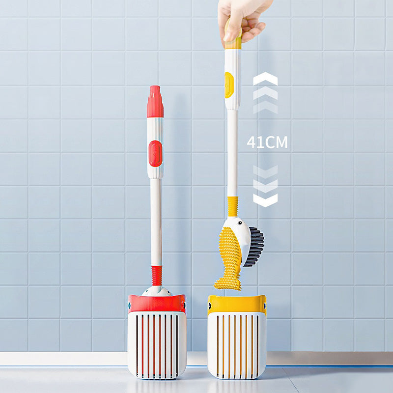 Wall-mounted suction cup toilet brush set