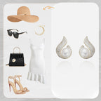 Elegant earrings with pearl imitation and rhinestone