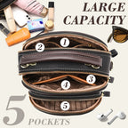 Classic multi-room adjustable wide strap PU leather crossbody bag