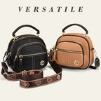 Classic multi-room adjustable wide strap PU leather crossbody bag