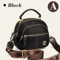 Classic multi-room adjustable wide strap PU leather crossbody bag