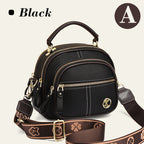 Classic multi-room adjustable wide strap PU leather crossbody bag