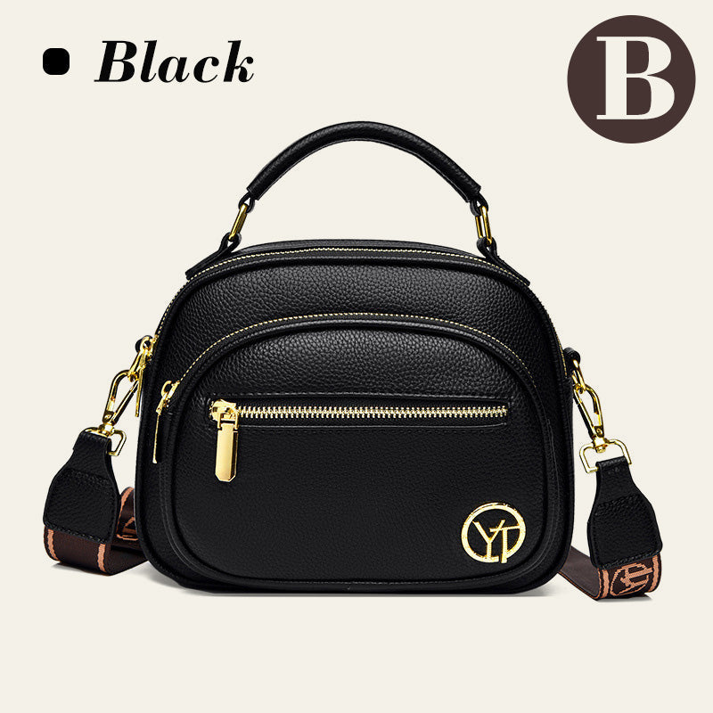 Classic multi-room adjustable wide strap PU leather crossbody bag